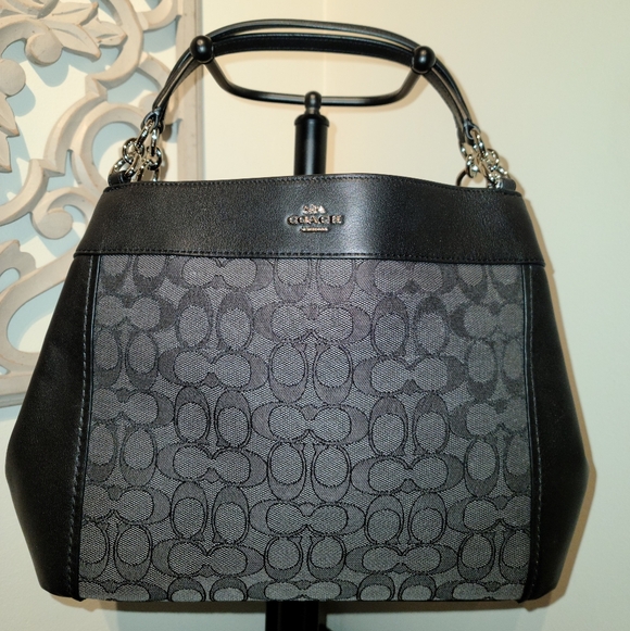 Coach Black Small Lexy Signature Jacquard & Leather Shoulder Crossbody Bag - Picture 5 of 13